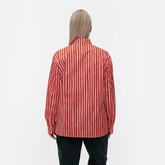 Marimekko Jokapoika Shirt Suomi Finland Cotton Striped Unisex Size Large L - Picture 11 of 13